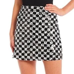 GB Checkerboard Sequin Mini Skirt